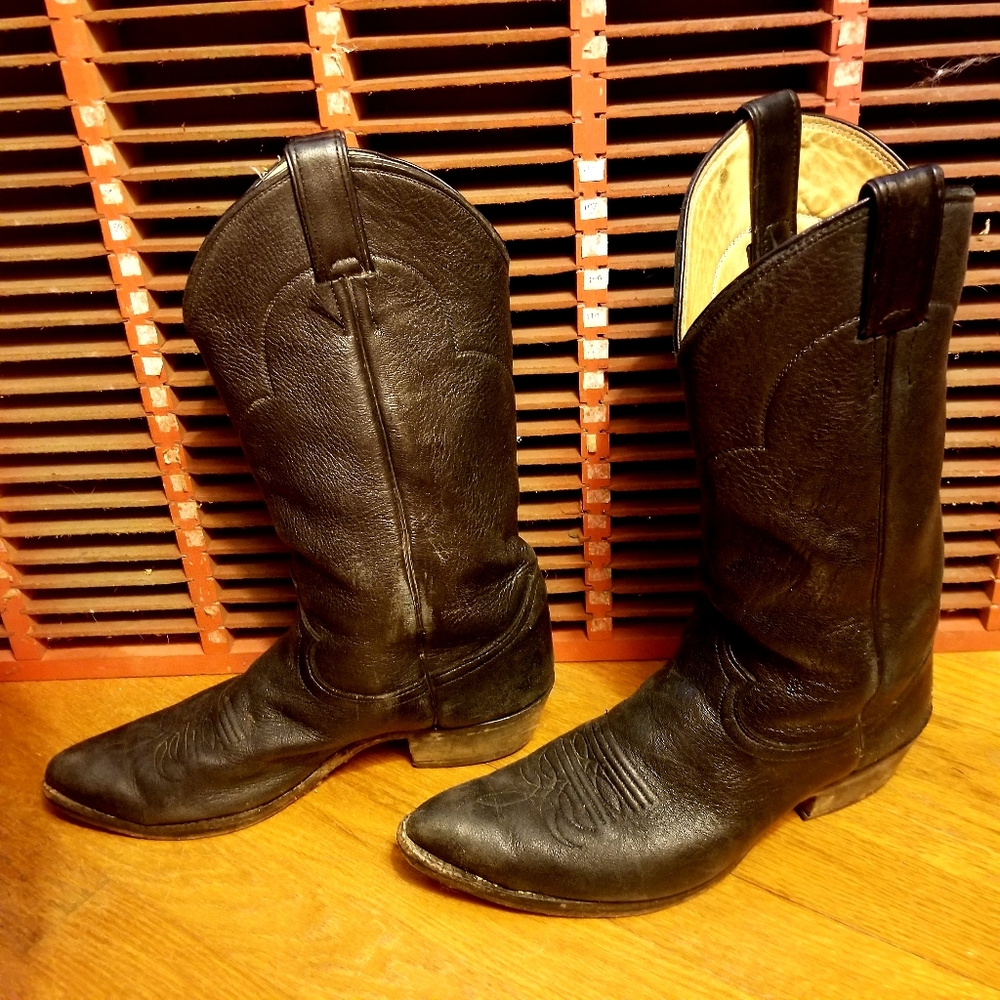👢🖤 Mens blk western genuine leather boots🖤👢